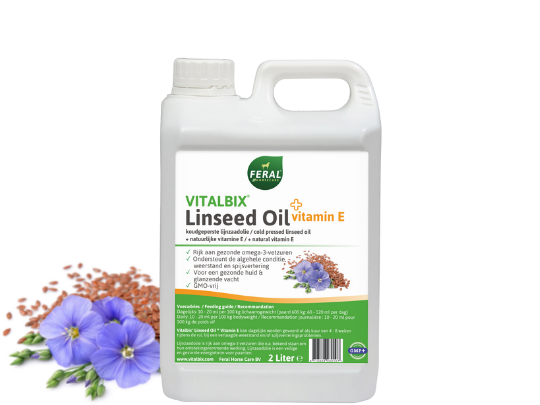 Vitalbix | Lijnzaad olie + Vitamine E - Cura-Nutritio | Diervoeding & Meststoffen & Bakmixen